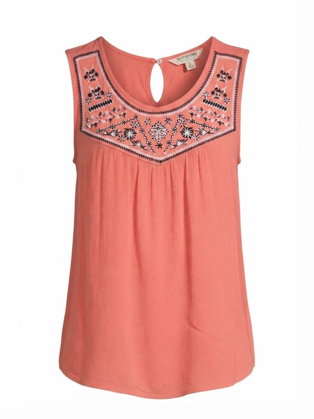 TANTRUMS Coral Embroidered Sleeveless Boho Blouse – Size M